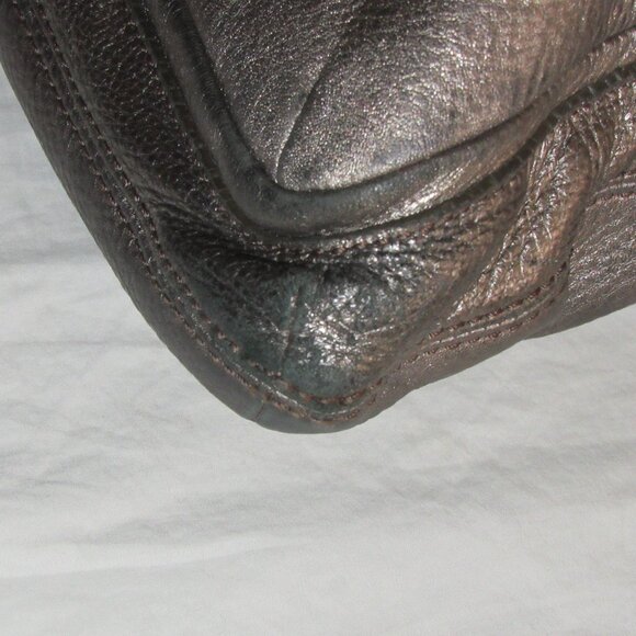 Vintage Fossil Explorer Leather Tote Pewter Foldover Messenger Bag Distressed - Picture 5 of 7